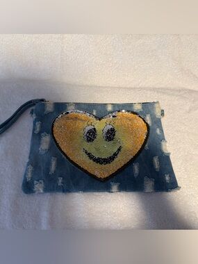 Distressed Denim wristlet